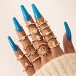 Women Set of 16 Contemporary Gold-Plated Finger Rings - VAIRAVI