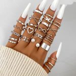 Silver Plated Contemporary Stackable Rings Set of 22 For Women - VAIRAVI
