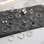 Silver Plated Contemporary Stackable Rings Set of 22 For Women - VAIRAVI