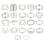 Silver Plated Contemporary Stackable Rings Set of 22 For Women - VAIRAVI