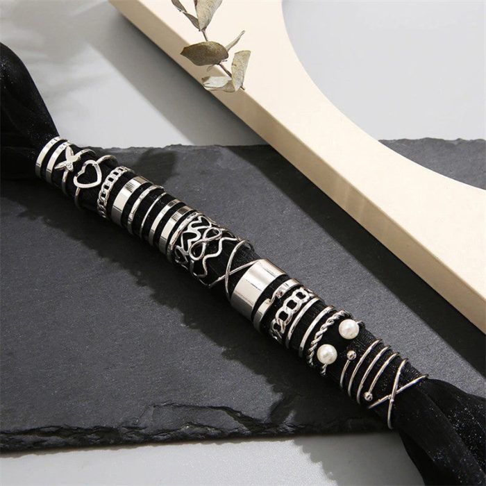 Silver Plated Contemporary Stackable Rings Set of 22 For Women - VAIRAVI