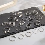 Silver Plated Contemporary Stackable Rings Set of 22 For Women - VAIRAVI