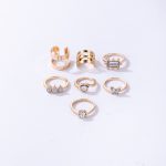 Gold Plated Stone Studded Contemporary Stackable Rings Set of 8 - VAIRAVI