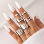Set of 6 Silver-Plated Adjustable Finger Ring For Women - VAIRAVI
