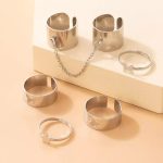 Set of 6 Silver-Plated Adjustable Finger Ring For Women - VAIRAVI