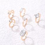 Gold Plated Stone Studded Contemporary Stackable Rings Set of 6 - VAIRAVI