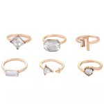Gold Plated Stone Studded Contemporary Stackable Rings Set of 6 - VAIRAVI