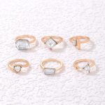Gold Plated Stone Studded Contemporary Stackable Rings Set of 6 - VAIRAVI