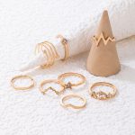 Gold Plated Set of 8 Heartbeat inspired Contemporary Stackable Rings Set For Women and Girls - VAIRAVI