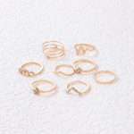 Gold Plated Set of 8 Heartbeat inspired Contemporary Stackable Rings Set For Women and Girls - VAIRAVI