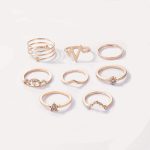 Gold Plated Set of 8 Heartbeat inspired Contemporary Stackable Rings Set For Women and Girls - VAIRAVI