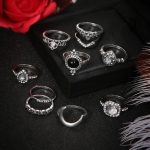 Silver Plated Set of 10 Stone studded Stackable Rings Set For Women and Girls - VAIRAVI