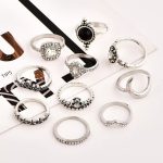 Silver Plated Set of 10 Stone studded Stackable Rings Set For Women and Girls - VAIRAVI