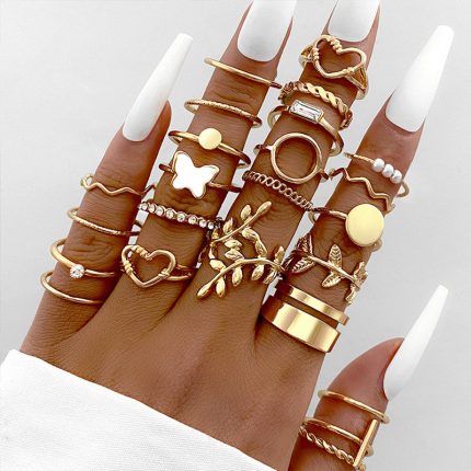 Gold Plated Stone Studded Finger Ring (Set Of 24) - VAIRAVI
