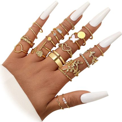 Gold Plated Stone Studded Finger Ring (Set Of 24) - VAIRAVI
