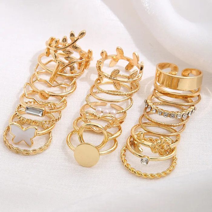 Gold Plated Stone Studded Finger Ring (Set Of 24) - VAIRAVI