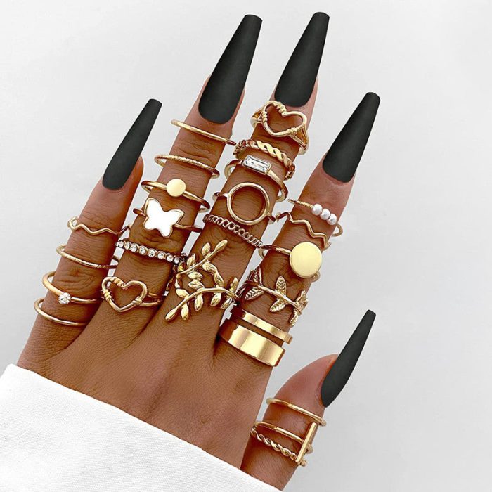 Gold Plated Stone Studded Finger Ring (Set Of 24) - VAIRAVI