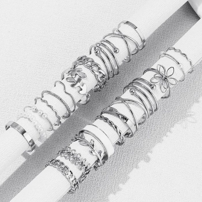 Silver Plated Stackable Rings (Pack of 22) - VAIRAVI