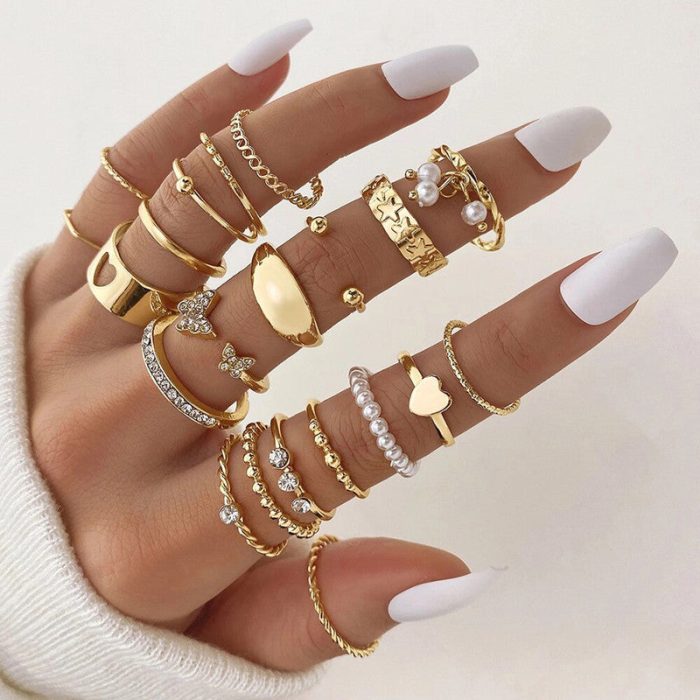 Gold Plated Stackable Rings (Pack of 21) - VAIRAVI