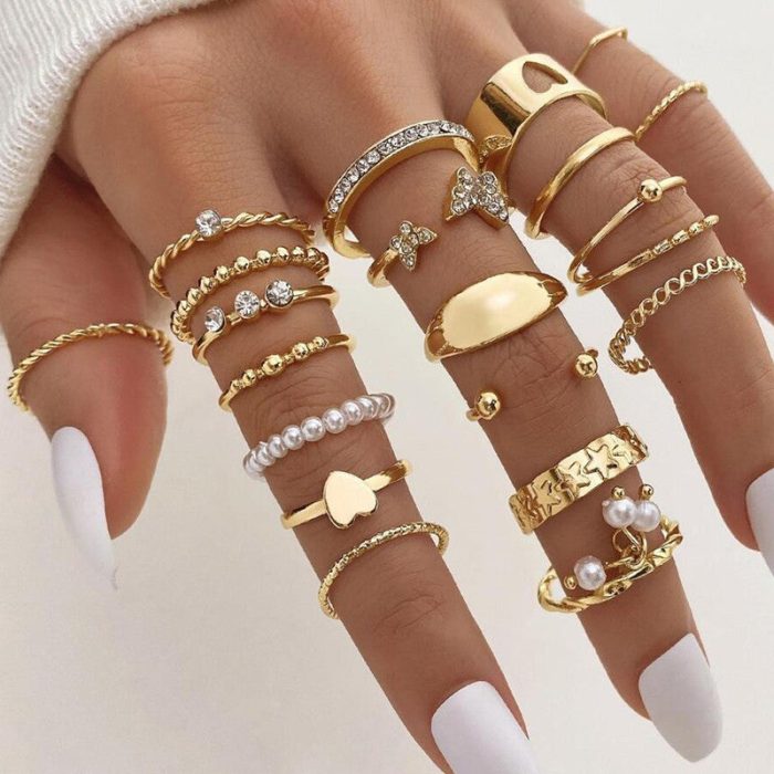 Gold Plated Stackable Rings (Pack of 21) - VAIRAVI