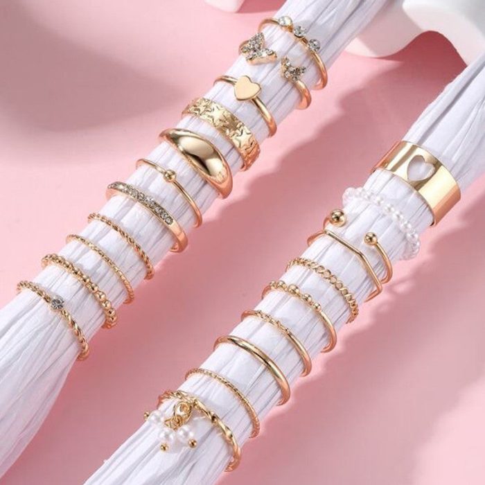 Gold Plated Stackable Rings (Pack of 21) - VAIRAVI
