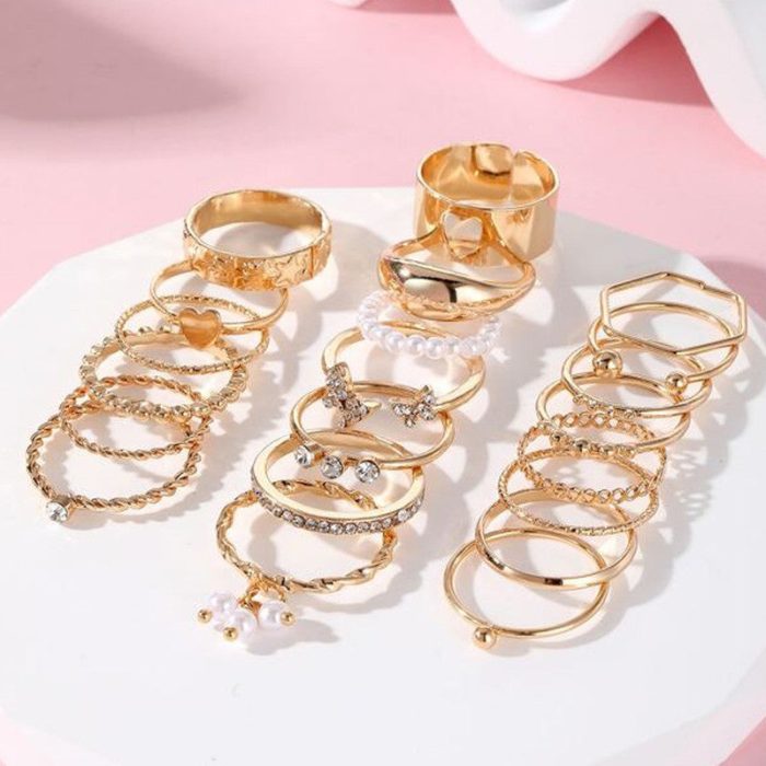 Gold Plated Stackable Rings (Pack of 21) - VAIRAVI
