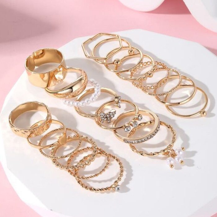 Gold Plated Stackable Rings (Pack of 21) - VAIRAVI