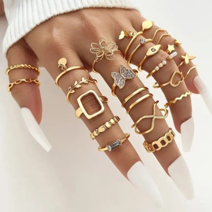 Gold Plated Stackable Rings (Pack of 23) - VAIRAVI