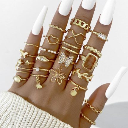 Gold Plated Stackable Rings Pack of 23 For Women - VAIRAVI