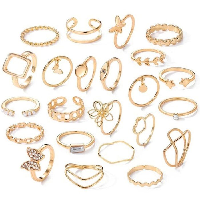 Gold Plated Stackable Rings Pack of 23 For Women - VAIRAVI