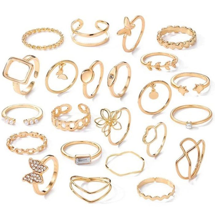 Gold Plated Stackable Rings (Pack of 23) - VAIRAVI