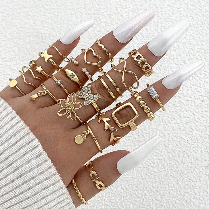 Gold Plated Stackable Rings Pack of 23 For Women - VAIRAVI