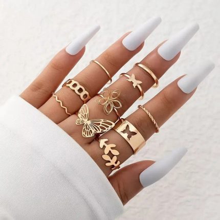 Gold Plated Stackable Rings (Pack of 10) - VAIRAVI
