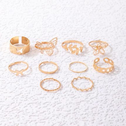 Gold Plated Stackable Rings (Pack of 10) - VAIRAVI
