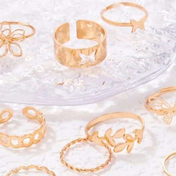 Gold Plated Stackable Rings (Pack of 10) - VAIRAVI