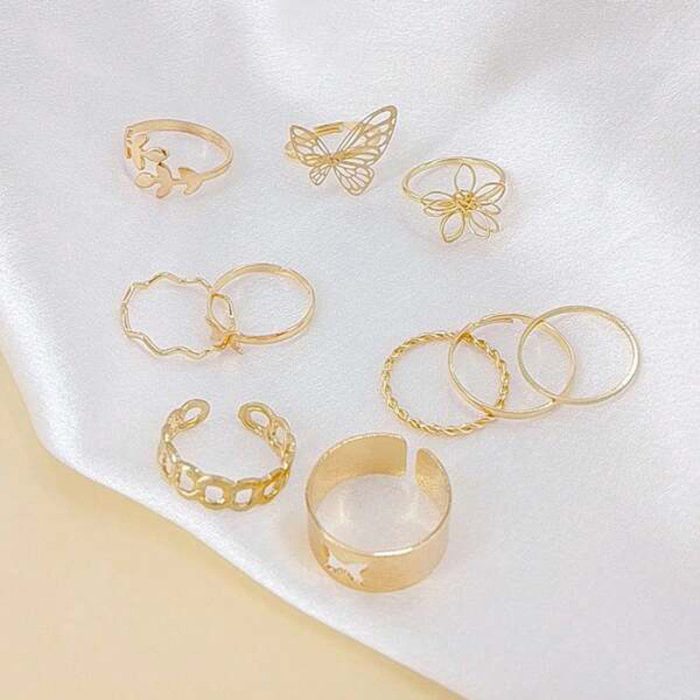 Gold Plated Stackable Rings (Pack of 10) - VAIRAVI