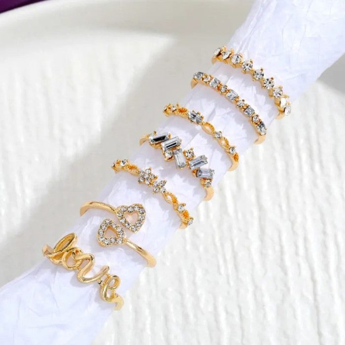Gold Plated Stackable Rings Pack of 7 For Women - VAIRAVI