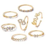 Gold Plated Stackable Rings Pack of 7 For Women - VAIRAVI