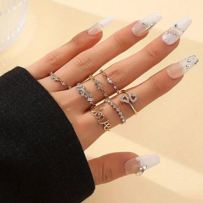 Gold Plated Stackable Rings Pack of 7 For Women - VAIRAVI