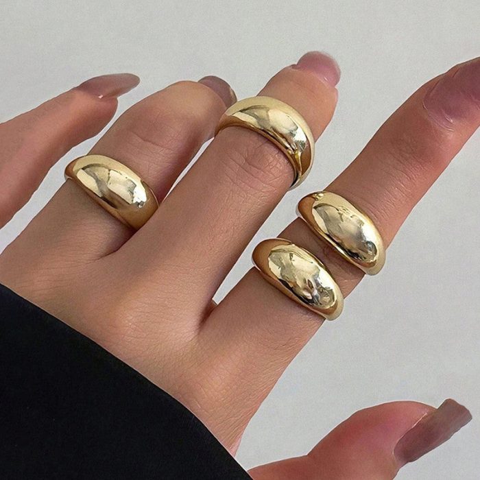 Trending Gold Plated Set of 4 Stackable Finger Rings - VAIRAVI
