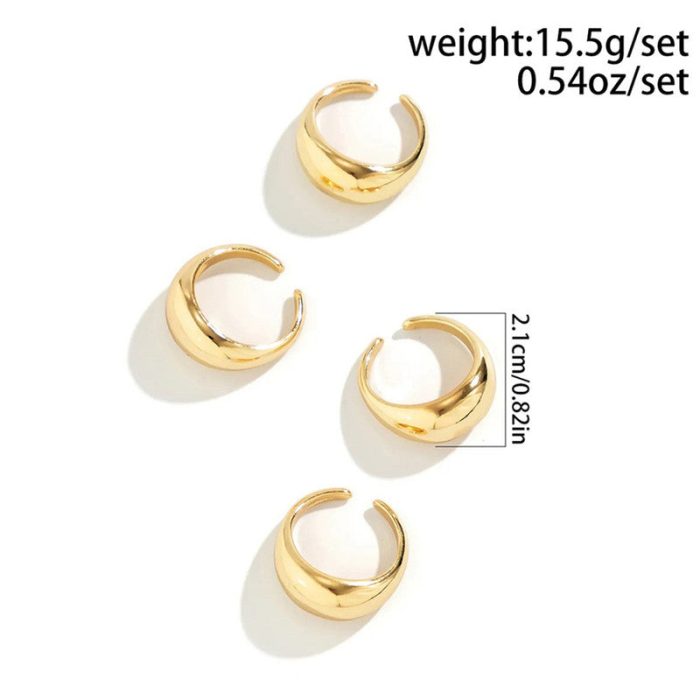 Trending Gold Plated Set of 4 Stackable Finger Rings - VAIRAVI