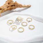 Trending Gold Plated Butterfly inspired Set of 7 Stackable Finger Rings - VAIRAVI