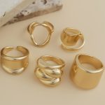 Trending Gold Plated Set of 5 Stackable Finger Rings - VAIRAVI