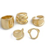 Trending Gold Plated Set of 5 Stackable Finger Rings - VAIRAVI