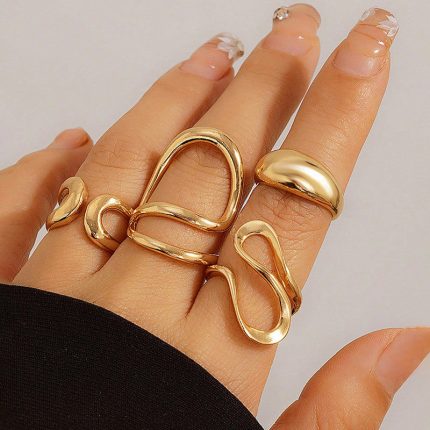Trending Gold Plated Set of 4 Stackable Finger Rings - VAIRAVI