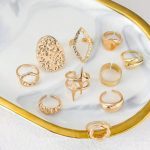 Trending Gold Plated Set of 10 Stackable Finger Rings - VAIRAVI