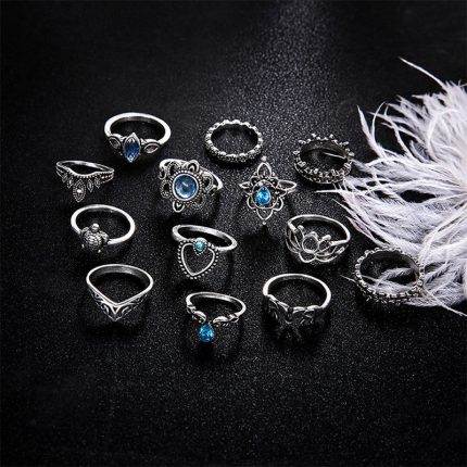 Fascinating Floral Designs Vintage Brilliant Rings Set of 13 Mixed Sizes For Women - VAIRAVI