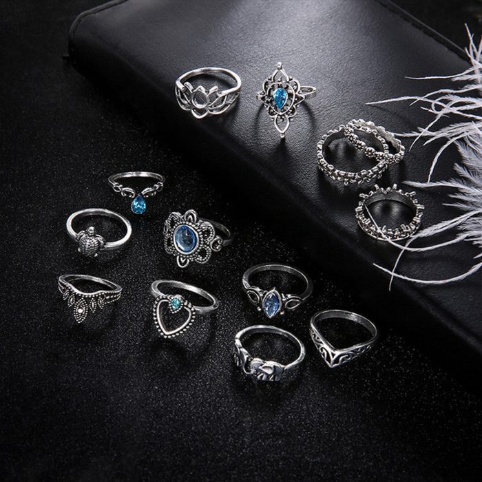 Fascinating Floral Designs Vintage Brilliant Rings Set of 13 Mixed Sizes For Women - VAIRAVI
