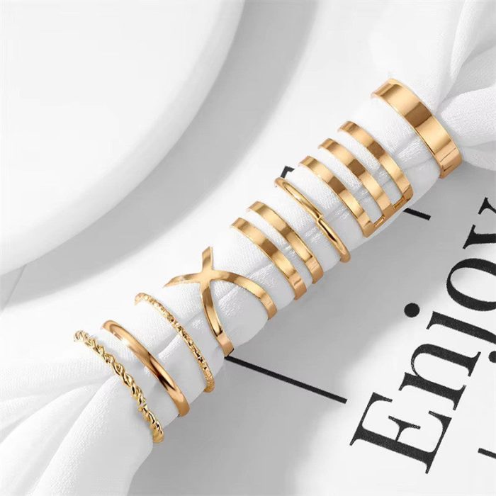 Limited Edition Gold Plated Tantalizing Rings Set of 9 Mixed Sizes For Women - VAIRAVI