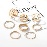 Limited Edition Gold Plated Tantalizing Rings Set of 9 Mixed Sizes For Women - VAIRAVI
